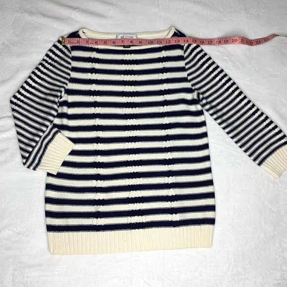 Vtg St John Knit Blue Cream Striped Wool Sweater P - Picture 7 of 12